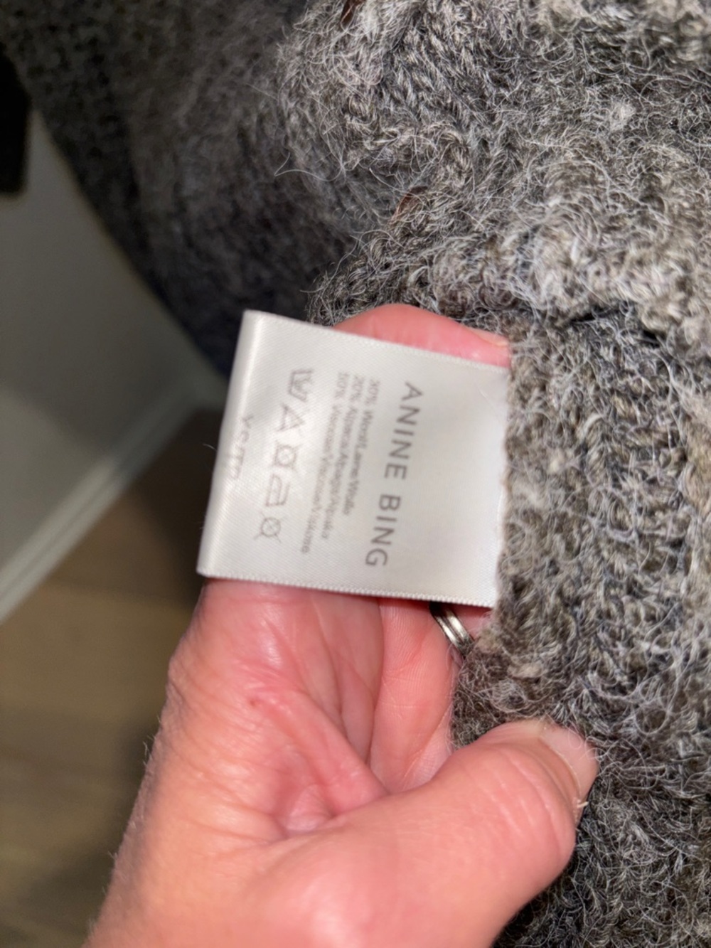 Anine Bing Charcoal Gray Textured V-Neck Cardigan - Picture 8 of 8